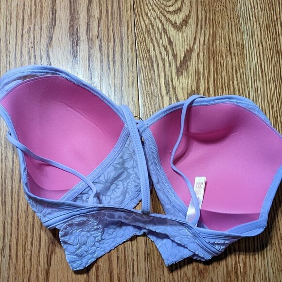 🧡 PINK Victoria's Secret Lightly Lined Bralette Lavender Velour - Picture 2 of 4